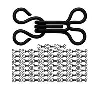 Set de Sujetadores de Gancho y Ojal, 60 pares, Color Negro, Para Sostenes y Prendas, Longitud Total 17 mm, Ganchos de Sujetador Metálico de 12x8 mm, Ojales de 8x8 mm, Ojal Bikini, Vestido, Lencería