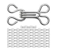 Set de Sujetadores de Gancho y Ojal, 60 pares, Color Plata, Para Sostenes y Prendas, Longitud Total 17 mm, Ganchos de Sujetador Metálico de 12 x 8 mm, Ojales de 8x8 mm, Ojal Bikini, Vestido, Lencería
