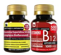 Set de suplementos antioxidantes para la circulación y la energía | Diosmina Hesperidina Bioflavonoides 100 Tabletas + Vitamina B12 500 Tabletas | Sin gluten ni lactosa