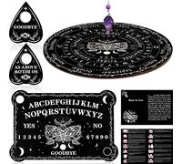 Set de Tablero de Adivinación de Radiestesia de Péndulo con Amatista Tablero de Espíritu de Madera Negra Tablero de Conversación con Tabla Espiritista e Instrucciones Detalladas para Fiesta