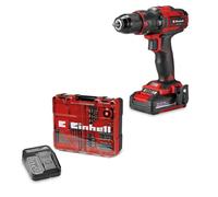 Set de taladro percutor con batería TE-CD 18/40 Li-i +64 (1x2,0Ah) de Einhell Power X-Change (18 V, 40 Nm, perforación con percusión, portabrocas de 13 mm, 2 velocidades, incl. batería + cargador)