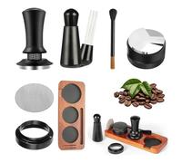 Set de Tamper Espresso 51mm, Kit de Accesorios para Máquina de Espresso 7 Piezas, Tamper de Café con Herramienta WDT, Distribuidor, Embudo Dosificador, Puck Screen, Cepillo y Base Tamper, Accesorios