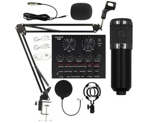 Set de tarjeta de sonido para streaming en - Soporte para micrófono, herramienta de retransmisión | Kit de brazo de micrófono ajustable, interfaz USB de mezclador de sonido de estudio para grabac