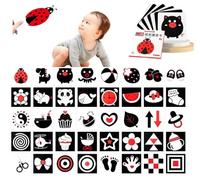 Set de Tarjetas de Memoria Flash para Bebés zim20, 40 Páginas con Patrones de Alto Contraste, Estimulación Visual en Blanco y Negro, Ideal para el Desarrollo de Recién Nacidos