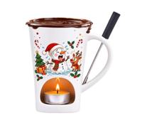 Set De Taza Fondue De Chocolate Navideño Vaso Cerámico Fundidor Navideño | Taza para Fondue Queso para Parejas, Citas, Cumpleaños, Bodas, Fiestas, Hogar y Apartamento Alce muñeco de nieve