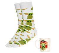 Set de taza y calcetines Grogu de The Mandalorian - Producto oficial Baby Yoda, taza de cerámica y calcetines unisex, regalo original para fans de Star Wars