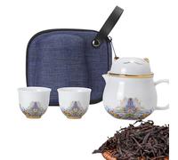 Set de tazas cerámicas para té portátil De Porcelana A Prueba De Golpes Y | Juego De Tazas De Té sin plomo, apto microondas, lavavajillas, compacto, apilable, infusor viaje, hogar, o Blanco
