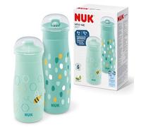 Set de tazas NUK Mini-Me para pequeños | Tazas Sip y Flip | 9-12+ meses | 300 ml y 500 ml | Botella de agua para niños | Boquilla y pajita resistentes y herméticas | Irrompibles | Lunares y abeja