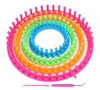 Set de telares de tejer circulares, telares de plástico para principiantes, kit de telar circular de 4 tamaños con gancho de ganchillo y fabricante de pompones para bufandas,