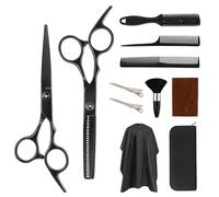Set de tijeras peluqueria profesional, 11 piezas kit tijeras cortar pelo,tijeras de adelgazamiento con capa de peluquería, adecuado para familias, salones, mujeres, hombres y niños