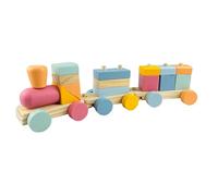 Set de Tren de Madera Educativo: 9 Bloques de Pino y Abedul para Niños - Promueve Creatividad y Destreza Manual