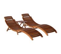 Set de tumbonas con mesita 3 piezas madera maciza de acacia