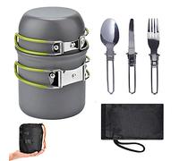 Set de Utensilios Cocina Ultraligero para Camping vajilla Senderismo Picnic mochileo Olla y sartén con Asas Plegables Antiadherente diseño Ligero Compacto 1 Persona Almacenamiento Viaje