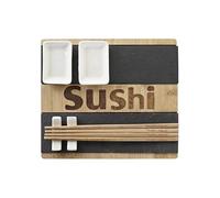 Set de Vajilla para Sushi 8 Piezas con Palillos Chinos, Kit Sushi de Cerámica Japonesa, Bambú y Pizarra | Estilo Japonés, Con Tabla para Cortar, Regalos Originales para Hombre