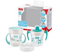 Set de vasos con boquilla 3 en 1 NUK Mini Cups | Mini Magic Cup vaso de 360°, vaso Trainer con boquilla suave y borde para beber | 6+ meses | Asas ergonómicas | Sin BPA | 160 ml | 2 unidades