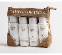 Set de Viaje Campos de Ibiza : (Flor de Almendra) Gel y Loción + (Mandarina) Champú y Acondicionador - Cosmética Natural - 4 x 60 ml - Sin Parabenos, Dermatológicamente Testado, 100% Reciclable