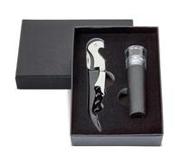 Set de Vino con Abridor y Tapón - En caja de Regalo Negra - Accesorios de Vino Elegante de Acero Inoxidable - Detalle para Bodas, regalos en bodegas y eventos. (10)