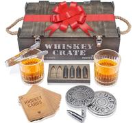 Set de Whisky Regalo para Hombre - Set Vasos Whisky Cristal, Piedras Whisky en Forma de Bala, Posavasos, Pinzas, Caja Madera, Bolsa de Terciopelo - para Padre, Marido, Amigo, de Royal Reserve