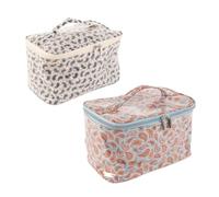 Set de x2 Neceser de Viaje Vanity de Plástico Impermeable Estampado Cachemira Colorido, 2 Modelos Incluídos, Estuche Maquillaje, Almacenaje, 25 cm