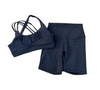 Set de Yoga Mujer Color sólido Cintura Alta Gimnasio Yoga Conjunto de Mallas Cortas Ajustadas Mujeres Espalda Cruzada Impacto Hombro Correa Fitness Sujetador Topaaa(Black,XL)