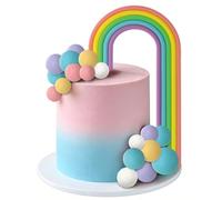 Set Decoración Tarta Arcoiris, Topper Pastel Arcoiris, Bolas Decoración Pastel, Adorno para Tarta de Arcoíris, Decoracion Tartas para Cumpleaños, Baby Showers, Bodas (A)