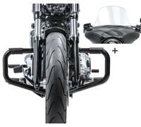 Set Defensas Mustache Craftride + Parabrisa Harley Sportglide 18-23 STS7