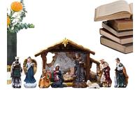 Set del Belén de Navidad 12 Piezas | Nacimiento de Jesús en Resina para Navidad Figuras Pesebre Cristiano Católico Decoración | Estatuillas De Pesebre Para Mesa Y Hogar En Para Familias Católi