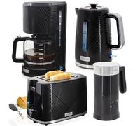 Elegance Set Tostadora 2 Rebanadas Hervidor Agua 1,7L Cafetera Goteo, Espumador