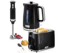 Set desayuno Briebe Skt1186blk Elegance Tostadora 2 rebanadas, Hervidor 1,7L y Batidora de mano 600W Negro