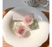 Set di 2 fermagli per capelli, motivo floreale rosa, accessori per capelli per donne, ragazze e bambini, eleganti e fatti a mano, in organza, camelia, accessori per lo styling di nozze