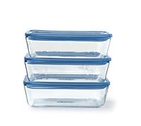 Pyrex® Colección Pure Glass | Caja de conservación de alimentos de vidrio borosilicato y tapa de cristal borosilicato 0,8 L|Juego de 3|Compatible con horno, microondas, lavavajillas