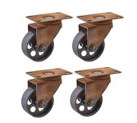 Set di 4 ruedas para muebles de acero ROSTOCK SOTECH, Ø 70 mm, efecto óxido antiguo (altura 97 mm, anchura 58 mm, sin freno, rotación de 360 grados, capacidad de carga máxima 25 kg por rueda)