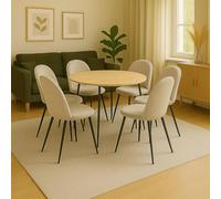 Set di 6 sedie Stinson, Poltrona rivestita in velluto, Sedia da pranzo imbottita, Seduta per riunioni, 51x54h82 cm, Grigio Chiaro
