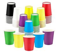 Set di 80 Bicchieri in Carta Colorati Riutilizzabili - Bicchieri Durevoli da 260 ml per Feste, Compleanni e Matrimoni, 8 Colori (Bianco, Rosso, Blu, Giallo, Arancione, Viola, Nero, Verde), Altezza