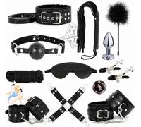 Set Di Accessori Per L'abbigliamento Fitness in Pelle Nera Da 12 Pezzi - H