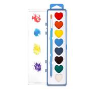 Set Di Acquerelli Per Bambini A Tema Cuore - 22x5x1,4cm Kit Pittura Lavabile Portatile Con Pennello, 8/12/16 Colori Per Ragazzi Ragazze Principianti Aula Casa Compleanno Scrapbooking San