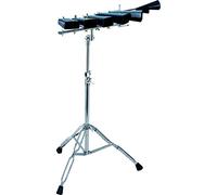Set di cinque cowbell e agogo bell con supporto da terra