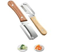 Set di coltelli e posate Elite Gourmet, confezione da 2 pelapatate multifunzionali per la cucina, pelapatate multifunzionale 3 in 1 con apribottiglie e affettatore a julienne, per uso domestico