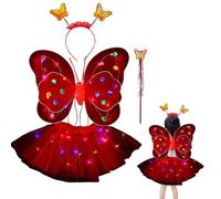 Set di costumi da hada princesa,Le ragazze illuminil costume da hada per Halloween - Include la varichetta delle di della farfalla della gonna del LED e la fascia per la festa