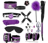 Set Di Cuoio Regolabile in 12 Pezzi Viola E Nero - H1