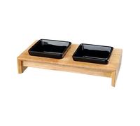 Set di due ciotole in ceramica e legno 2×0.2l misura 28×5×15cm Trixie