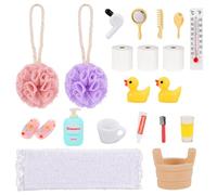 Set di Mini Articoli da Toilette, 1:12 Mobili in Miniatura da Bagno, 21 Pezzi Mini Accessori da Bagno per Casa Delle Bambole con Mini Dentifricio, Tazza, Palla da Bagno, Anatra ECC (A)
