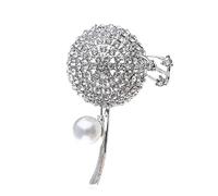 Set Diamond Broche Coat Women's Pearl Corsage Accesorios de estilo occidental Pins (Color: Argento, tamaño: gris claro)