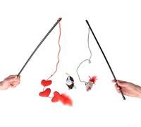 Dingo Z30035 - Juego de Juguetes para Gatos, Pared con Corazones y Hierba gatera, ratón de Pared con Cola Plumas, ratón de esquí, Juguete con Hierba gatera, 3 Juguetes con Campanas