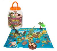 ColorBaby Animal World - Cubo Dinosaurios, 19 Piezas, Incluye Mapa del Mundo en inglés, Animalitos Juguete, Figura Dinosaurio Miniatura, Diversión y Aprendizaje (47190)