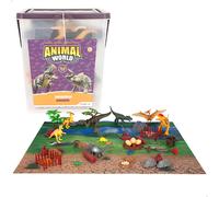 COLORBABY Animal World Cubo Set Dinosaurios, 52 Piezas, Animales y Accesorios, Prehistoria, Parque jurásico, Tamaños Variados, Máx. 12 cm, Exploradores, Figuras Juguete, niños +3 años (39325)