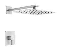 Set Ducha Empotrado Monomando 1 Vía Toscana | Rociador 25x40 cm Extraplano Antical, Grifería Latón, Sistema Empotrado con Box | Modelo SRT064 (Níquel cepillado)