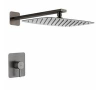 Set Ducha Empotrado Monomando 1 Vía Toscana | Rociador 25x40 cm Extraplano Antical, Grifería Latón, Sistema Empotrado con Box | Modelo SRT064 (Black gun metal)