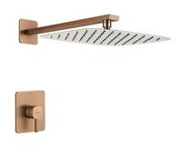 Set Ducha Empotrado Monomando 1 Vía Toscana | Rociador 25x40 cm Extraplano Antical, Grifería Latón, Sistema Empotrado con Box | Modelo SRT064 (Oro rosa cepillado)