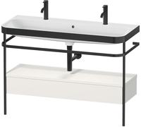 Set Duravit Happy D.2 Plus con consola metálica y cajón, 1175x490mm, 1 agujero para grifo, HP4764O39390000, Color: Nórdico Seda blanca laca mate